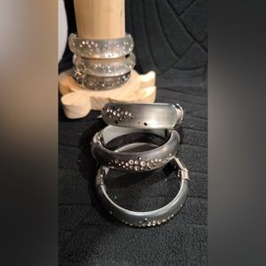 Chic Silver Crystal-Embellished Bracelet Set of 6